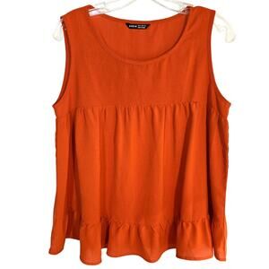 Shein 6 Women's Orange Sleeveless Ruffle Top Shirt Blouse Miss Size Small S